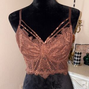 Elegant Lace Bralette in Brown